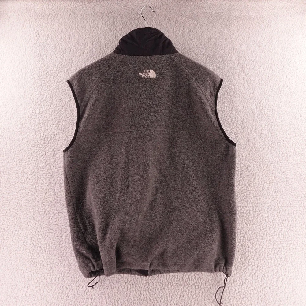 The North Face Mens Fleece Vest Charcoal Gray Full Zip Mock Neck Large